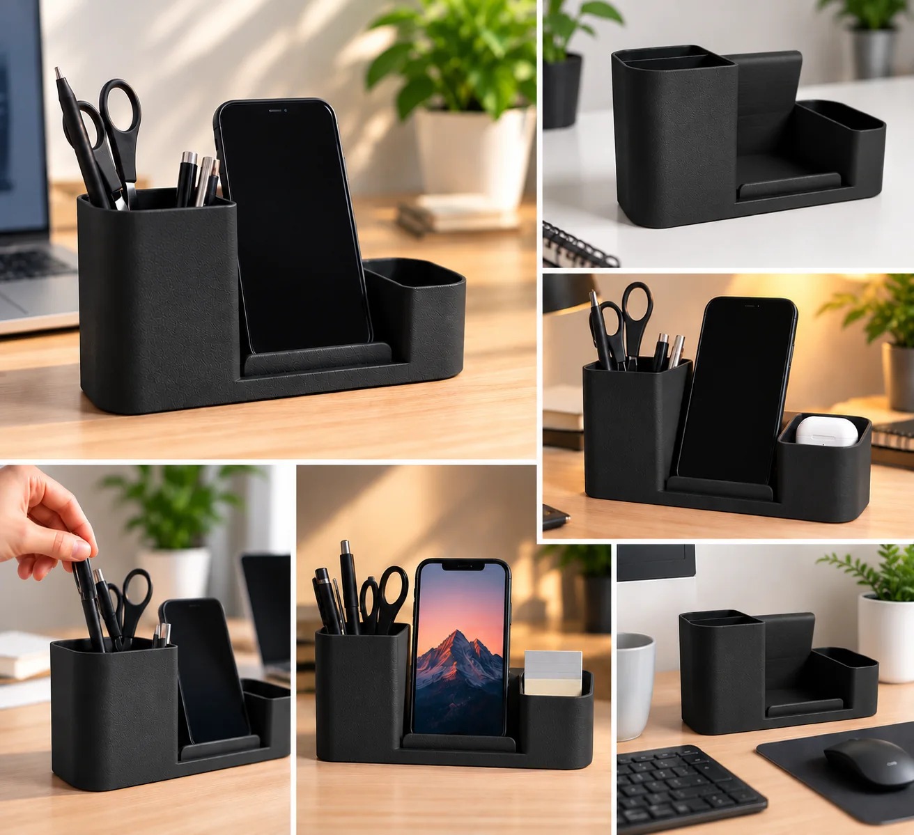 Office Desk Organizer with Integrated Phone Holder