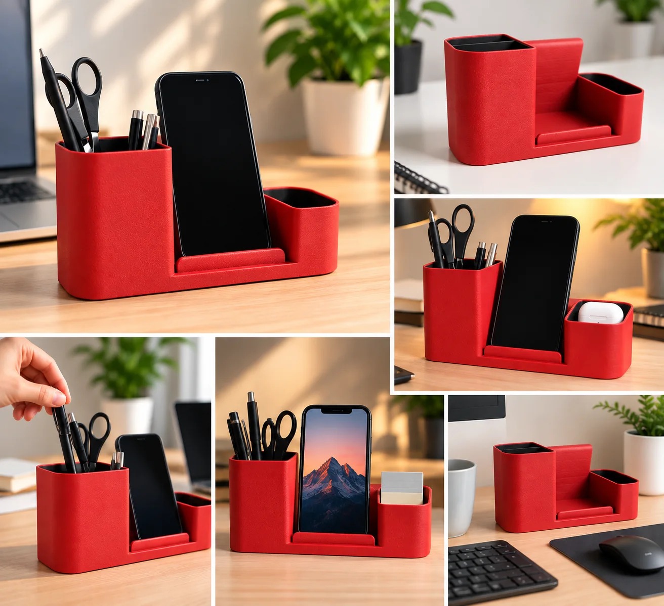 Office Desk Organizer with Integrated Phone Holder