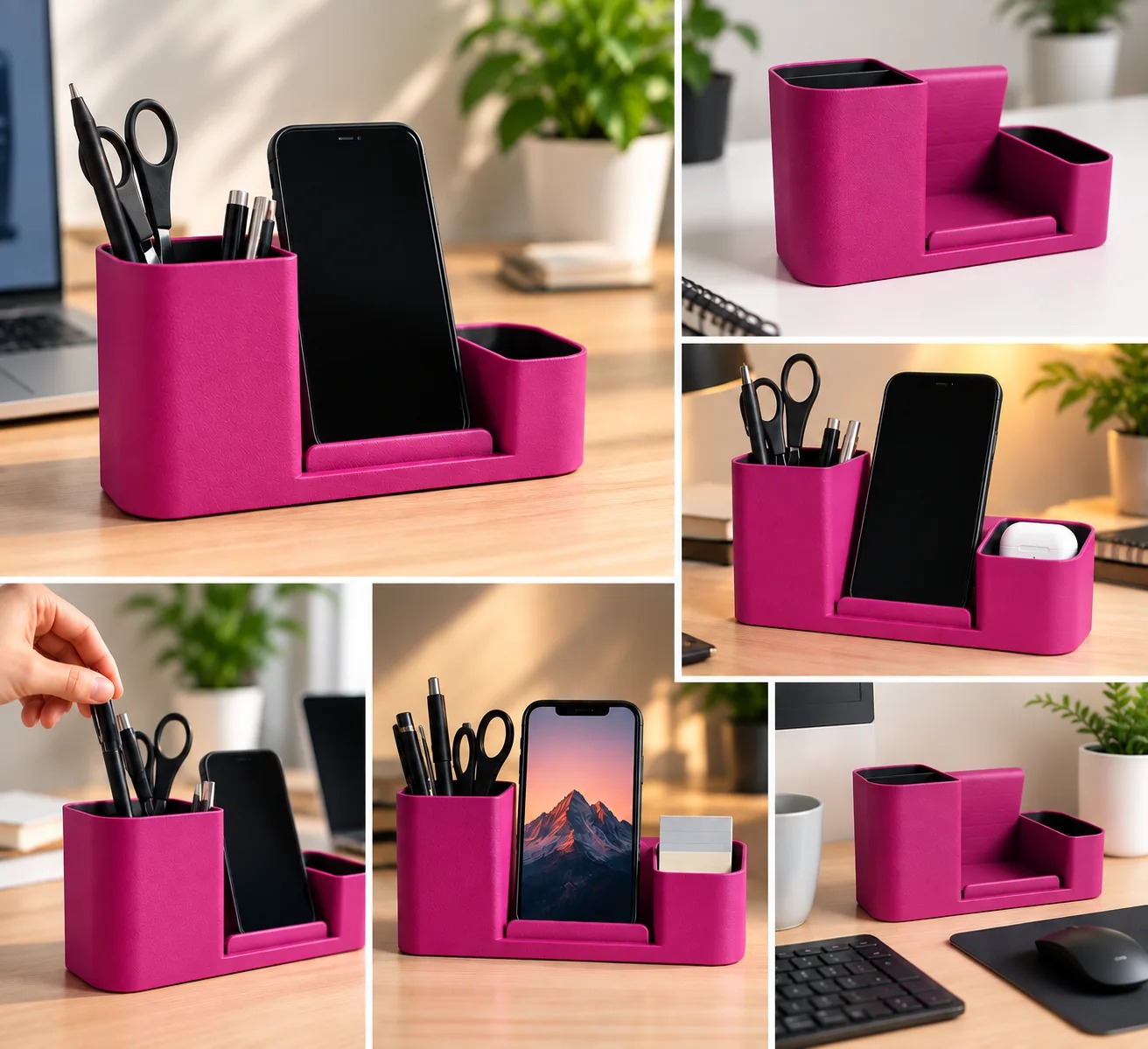 Office Desk Organizer with Integrated Phone Holder