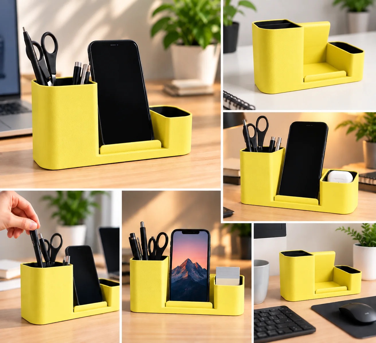 Office Desk Organizer with Integrated Phone Holder