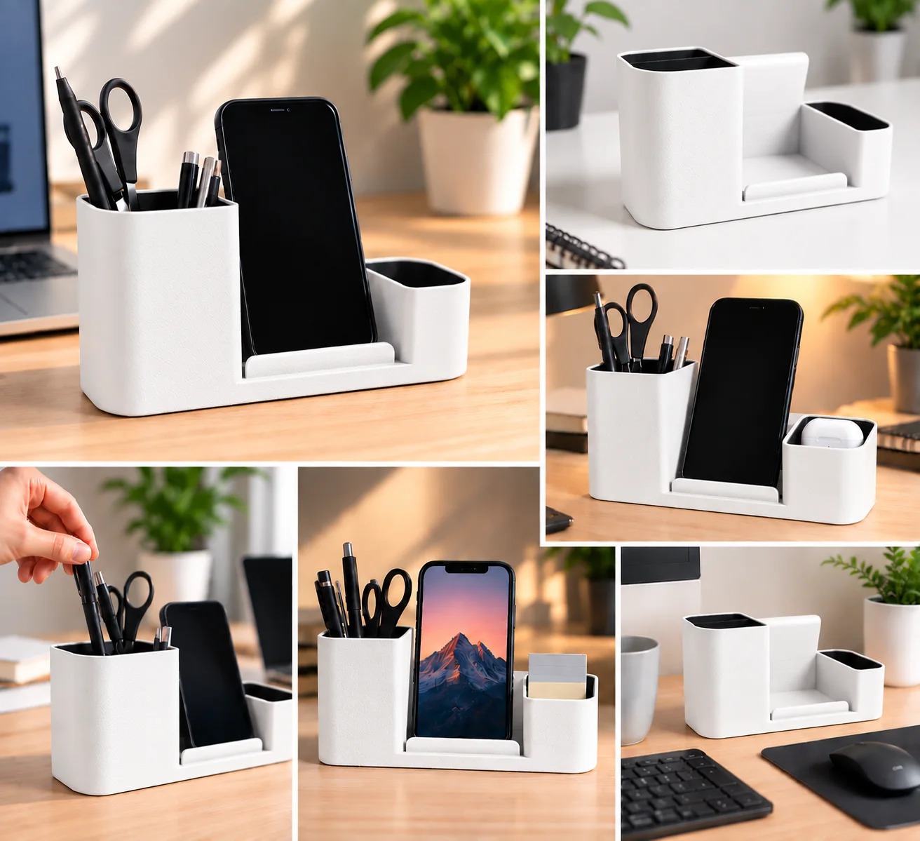Office Desk Organizer with Integrated Phone Holder
