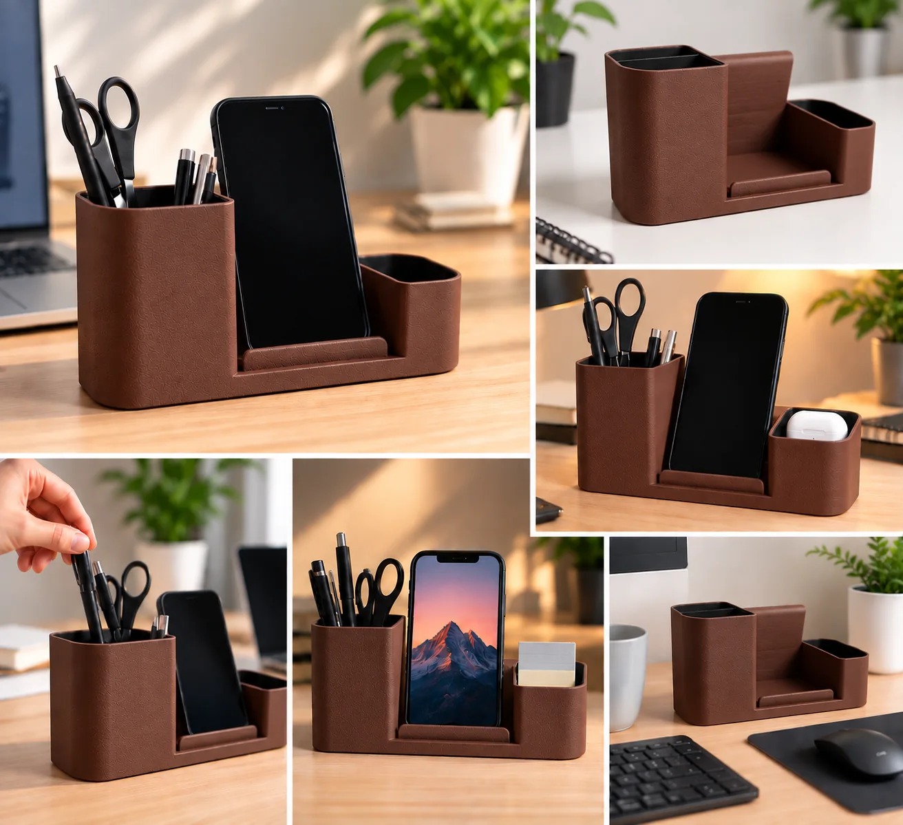 Office Desk Organizer with Integrated Phone Holder